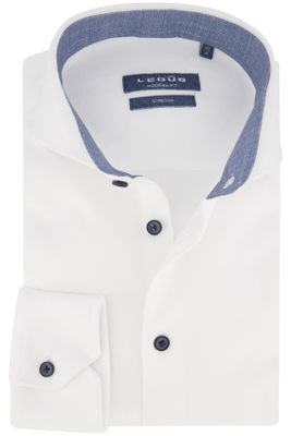 Ledub Ledub overhemd mouwlengte 7 Modern Fit cutaway boord wit effen katoen