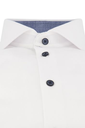Ledub overhemd mouwlengte 7 Modern Fit cutaway boord wit effen katoen
