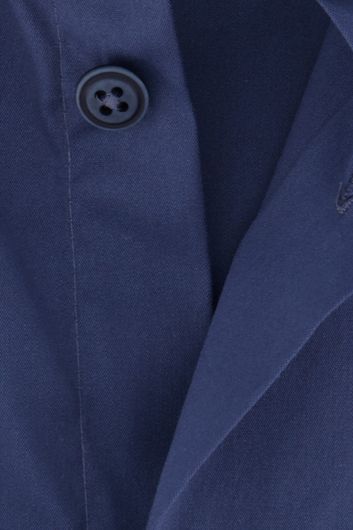 Ledub overhemd mouwlengte 7 Modern Fit normale fit marineblauw effen katoen