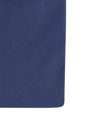 overhemd mouwlengte 7 Ledub Modern Fit donkerblauw effen katoen normale fit 