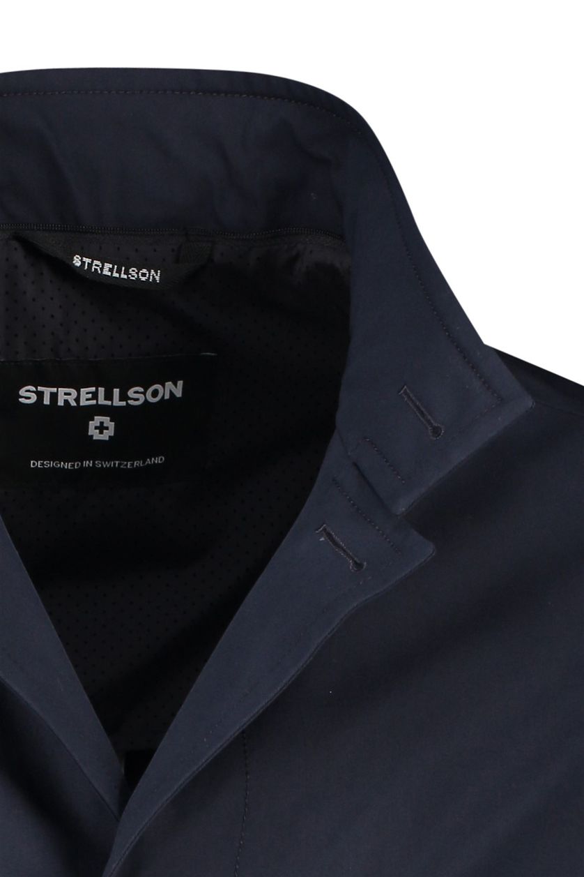 Strellson winterjas marineblauw normale fit katoen Finlay effen rits + knoop