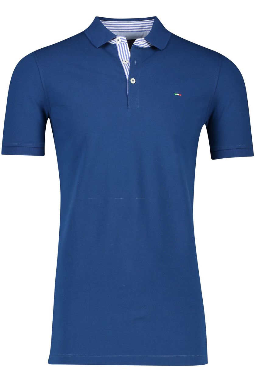 Portofino poloshirt 3 knoops normale fit blauw extra lang