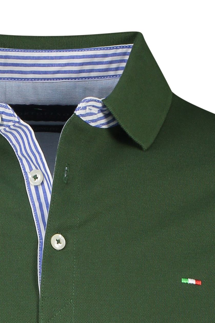 Portofino poloshirt 3 knoops normale fit groen extra lang