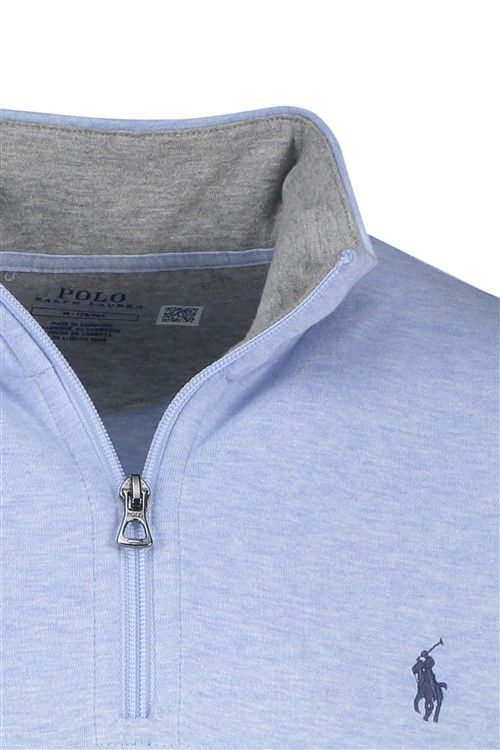 Polo Ralph Lauren trui opstaande kraag blauw effen katoen-stretch normale fit