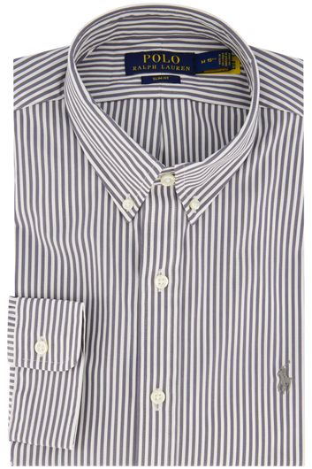 Polo Ralph Lauren casual overhemd Slim Fit slim fit grijs wit gestreept katoen