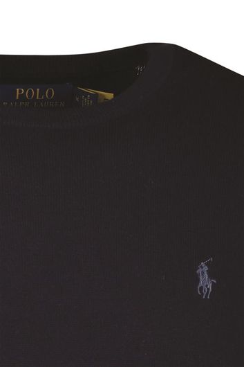 Polo Ralph Lauren trui ronde hals donkerblauw effen katoen en kasjmier normale fit