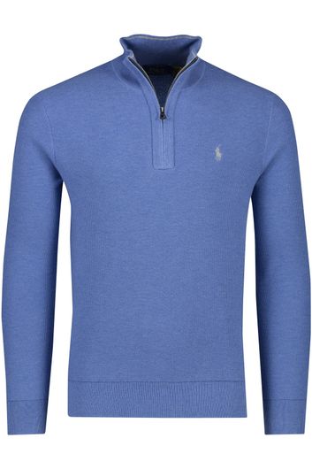 Polo Ralph Lauren trui opstaande kraag lichtblauw met logo effen katoen
