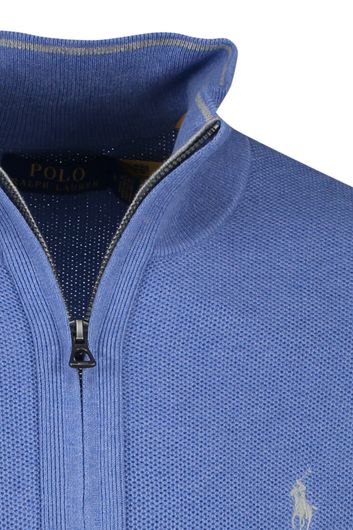 Polo Ralph Lauren trui opstaande kraag lichtblauw met logo effen katoen
