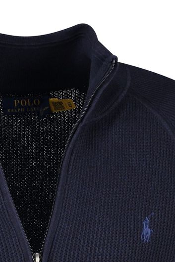 Polo Ralph Lauren vest opstaande kraag donkerblauw rits effen 100% katoen normale fit