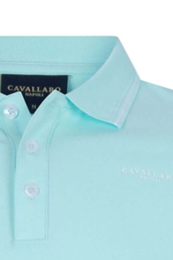 Cavallaro polo normale fit turquoise effen 3-knoops