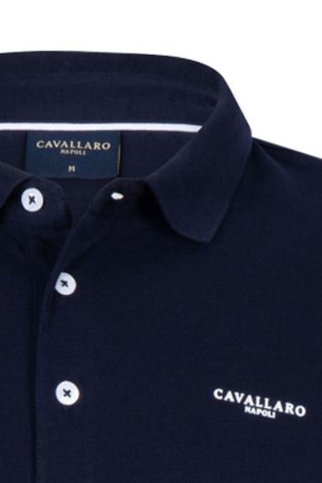 Cavallaro polo normale fit donkerblauw effen 3-knoops
