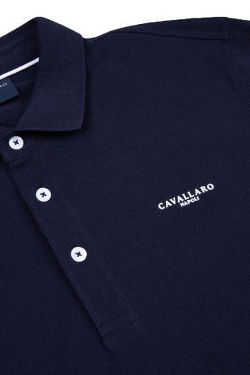 Cavallaro polo normale fit donkerblauw effen 3-knoops