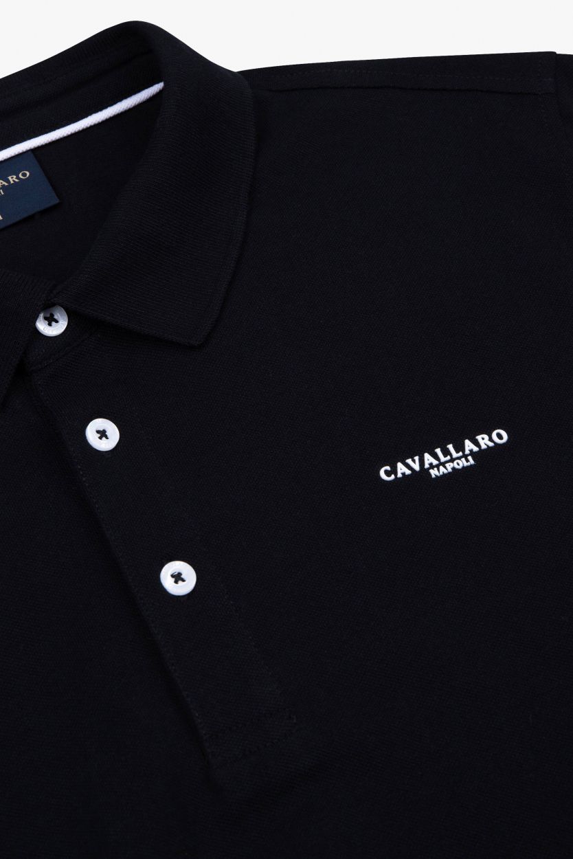 Cavallaro polo zwart effen normale fit met logo