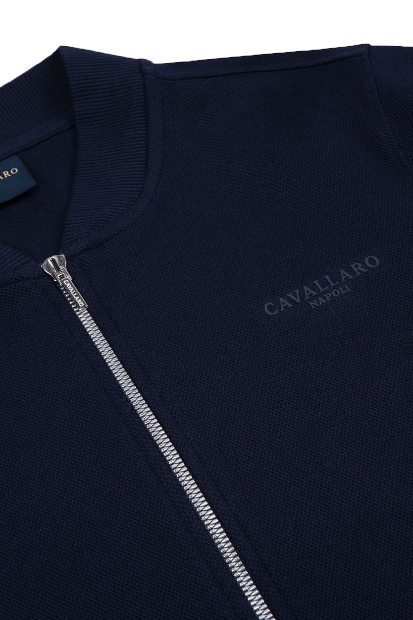 Cavallaro vest donkerblauw effen opstaande kraag rits met logo