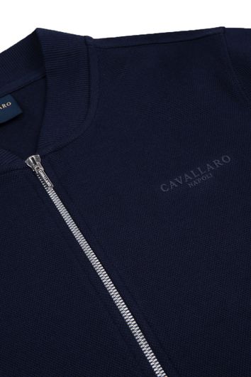 Cavallaro vest opstaande kraag navy rits effen met logo