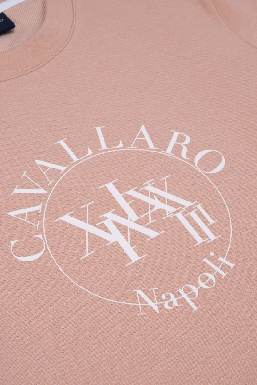 Cavallaro vest roze geprint ronde hals normale fit