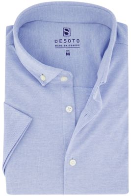 Desoto Desoto overhemd korte mouw slanke fit lichtblauw effen katoen