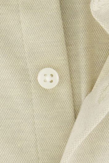 Desoto overhemd korte mouw slim fit beige effen 100% katoen
