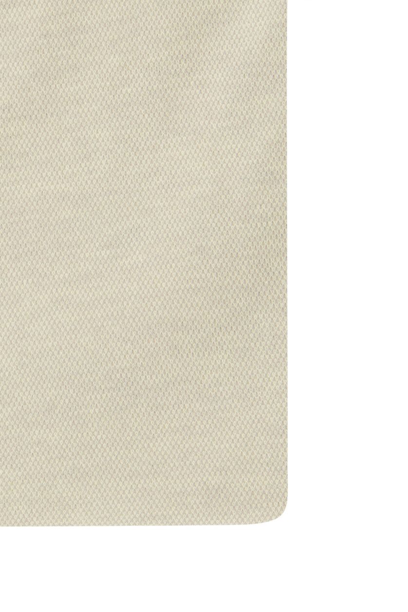 Desoto overhemd korte mouw slim fit beige effen katoen knitted