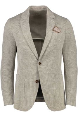 Born With Appetite Born With Appetite colbert slim fit beige geruit met knopen