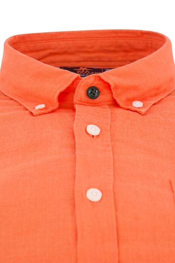 New Zealand casual overhemd normale fit oranje effen linnen en katoen