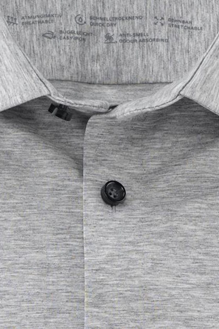 OLYMP No. Six 24/Seven grijs jersey katoenen overhemd