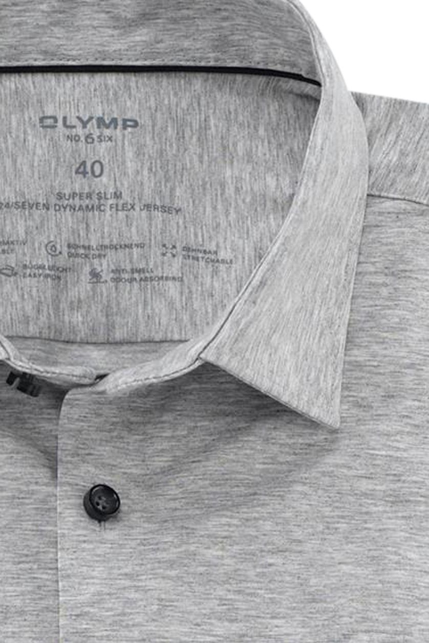 OLYMP No. Six 24/Seven grijs jersey katoenen overhemd