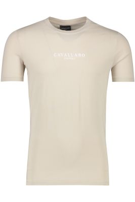 Cavallaro Cavallaro t-shirt Bari Tee beige effen ronde hals slanke fit