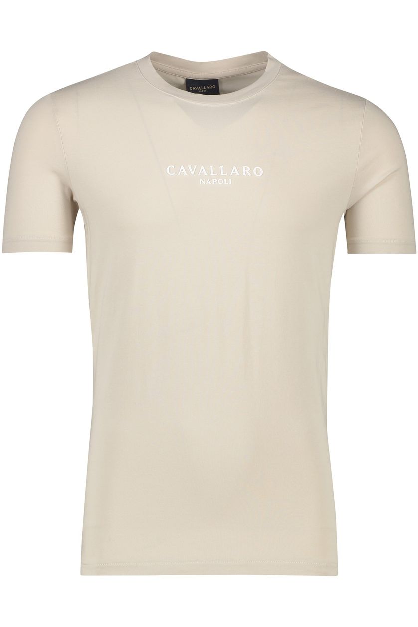 Cavallaro t-shirt Bari Tee beige effen Slim Fit