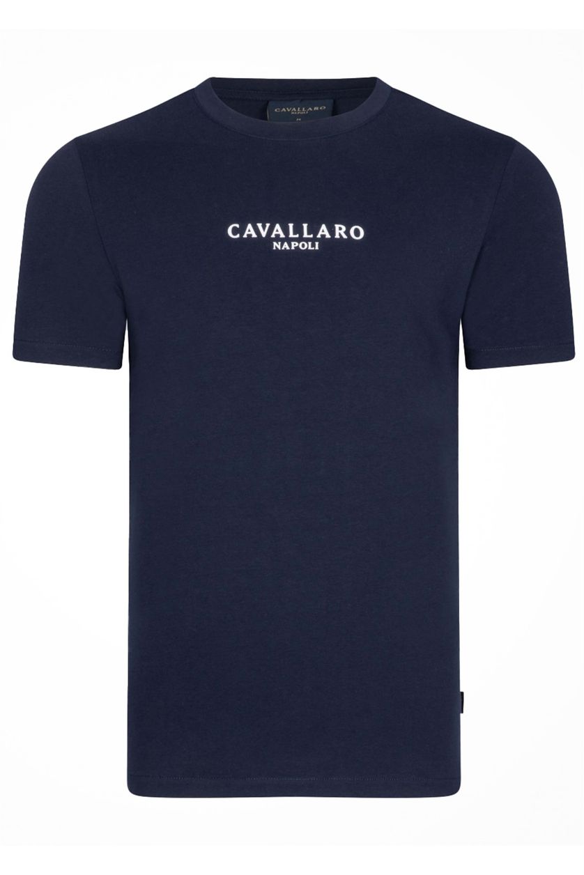 Korte mouw Cavallaro t-shirt donkerblauw effen