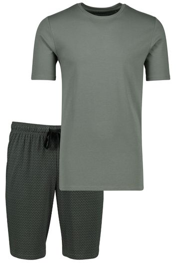 Korte pyjama Schiesser Fine Interlock groen geprint