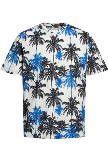 Jack & Jones t-shirt ronde hals blauw palmbomen katoen