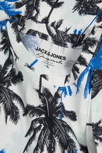 Jack & Jones t-shirt ronde hals blauw palmbomen katoen