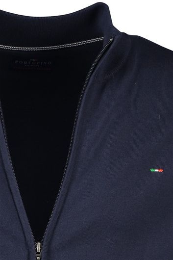 Portofino Monza vest opstaande kraag donkerblauw ritssluiting effen katoen