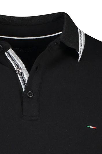 Portofino polo normale fit Imola zwart effen katoen wit grijze details