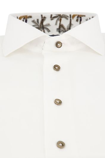 Cavallaro overhemd mouwlengte 7 slim fit wit effen katoen wide spread boord