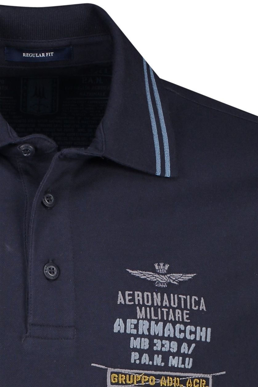 Aeronautica Militare polo donkerblauw geprint regular fit