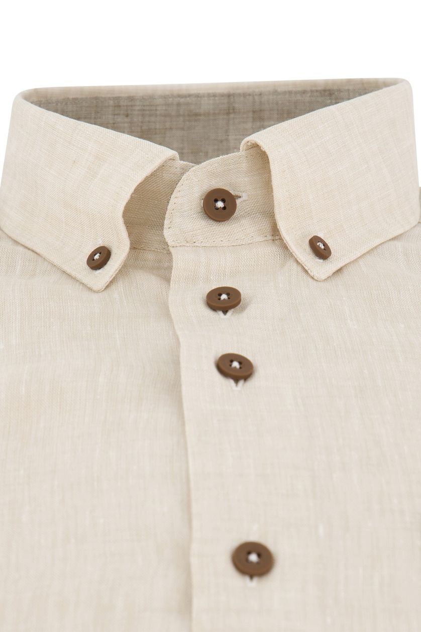 Portofino casual overhemd Regular Fit beige uni linnen