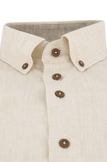 Portofino overhemd wijde fit beige effen 100% linnen