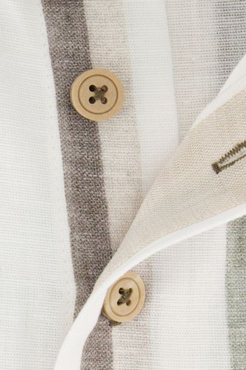 Portofino casual overhemd korte mouw wijde fit beige met streep