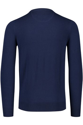 Portofino trui v-hals donkerblauw effen met logo 100% katoen