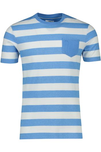 Brax t-shirt blauw met wit gestreept normale fit