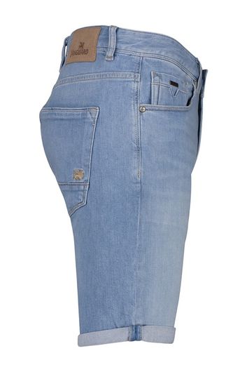 Vanguard korte broek blauw effen katoen-stretch slim fit