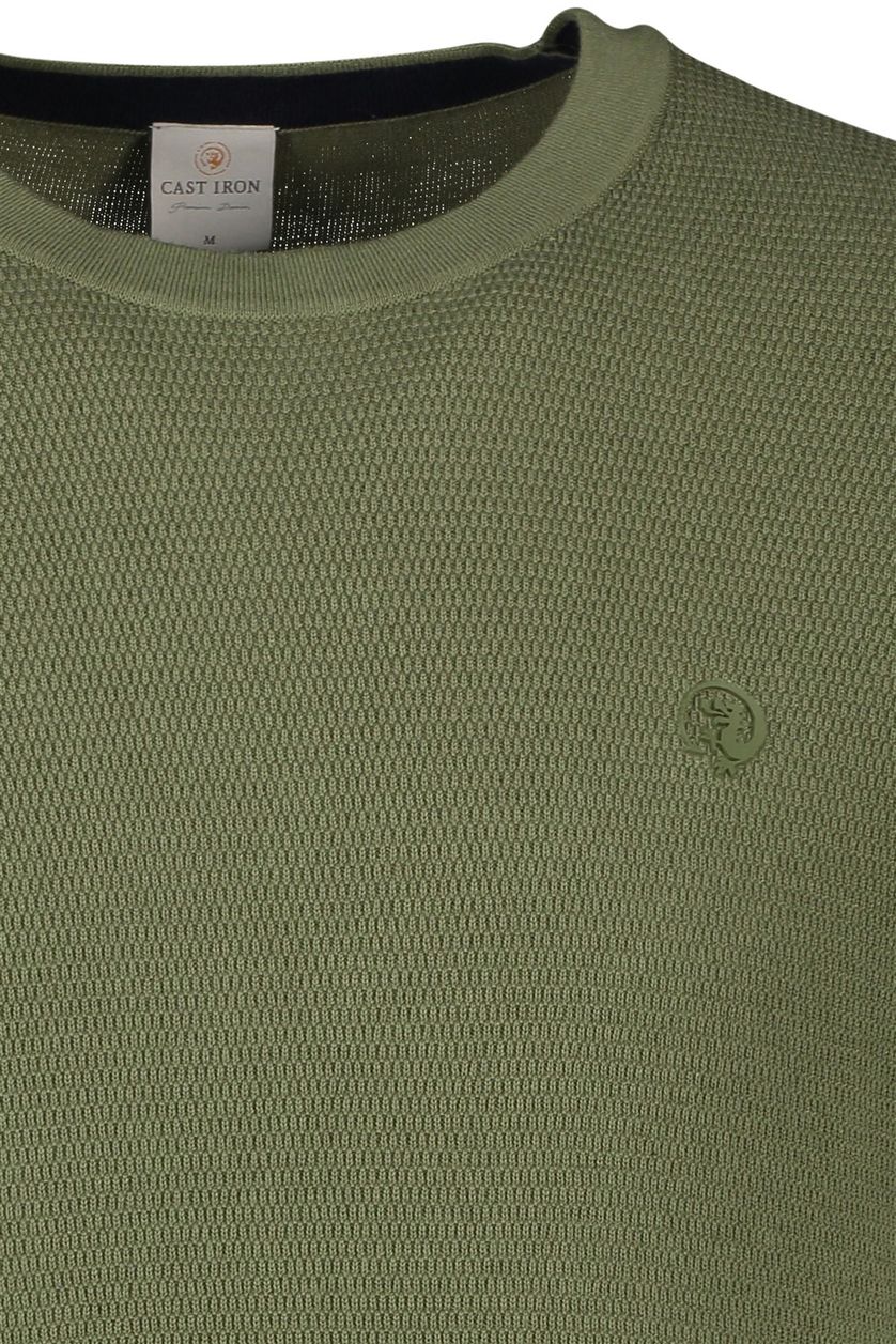 Cast Iron t-shirt groen effen normale fit ronde hals