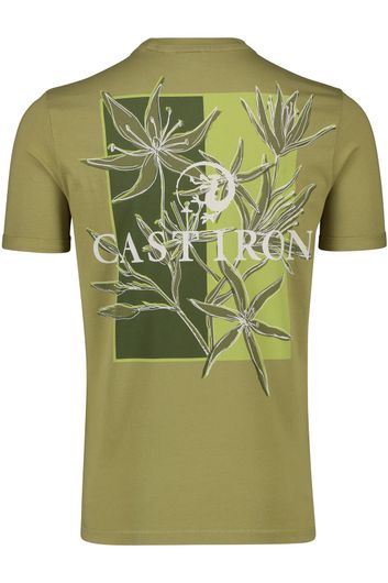Cast Iron t-shirt groen effen ronde hals 100% katoen