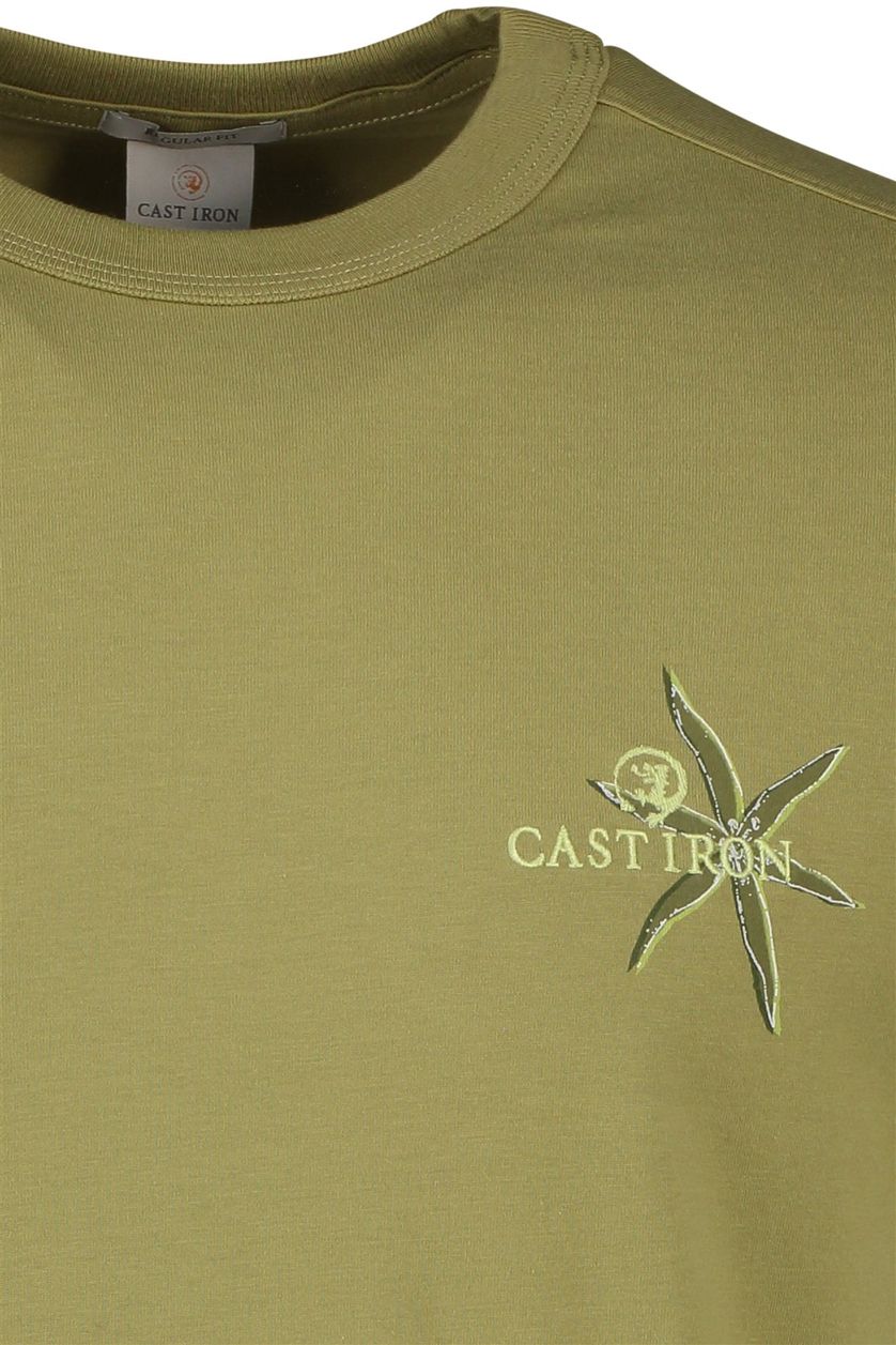 Cast Iron t-shirt groen effen katoen ronde hals