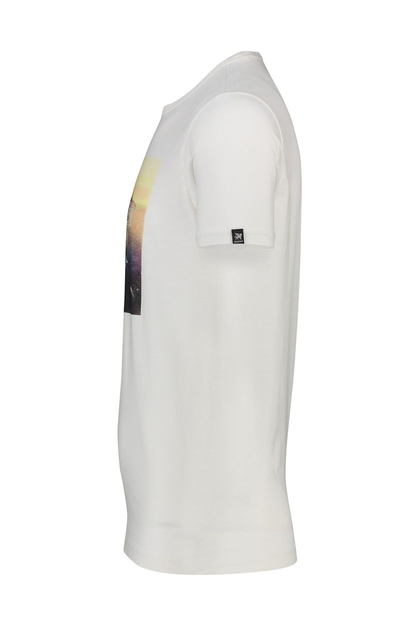 Vanguard t-shirt wit effen met print normale fit ronde hals