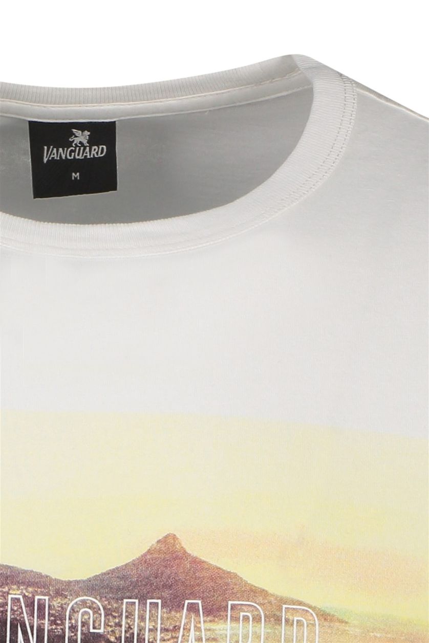 Vanguard t-shirt wit effen met print normale fit ronde hals