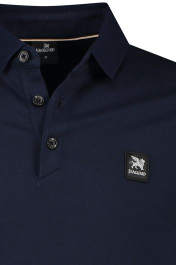 Vanguard polo normale fit donkerblauw effen met logo katoen