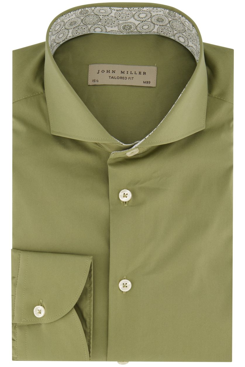 overhemd John Miller lichtgroen effen tailored fit